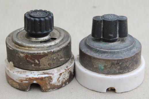 antique rotary switches, lot of 5 surface mount light switches, architectural hardware
