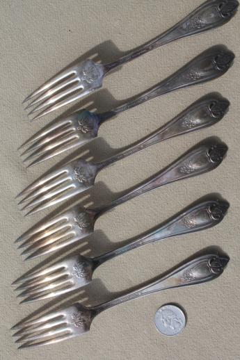 antique silverware, 1920s vintage silver plate flatware knives & forks, Old Colony 1847 Rogers