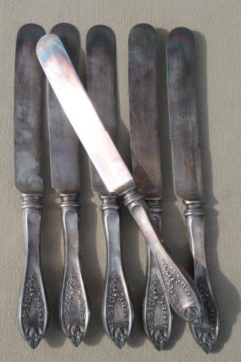 antique silverware, 1920s vintage silver plate flatware knives & forks, Old Colony 1847 Rogers