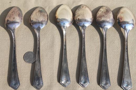 antique silverware, 1920s vintage silver plate flatware spoons set, Ashland Wm Rogers