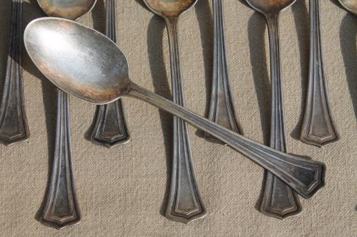 antique silverware, 1920s vintage silver plate tea spoons set, Scotia 1881 Rogers