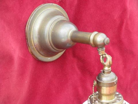 antique solid brass wall sconce lamp pendant light, early 1900s vintage lighting