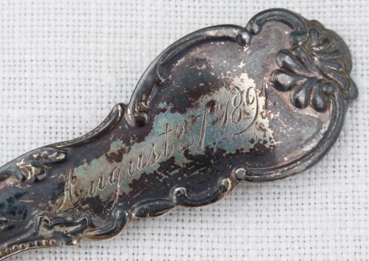 antique sterling silver spoon dated 1891, vintage souvenir spoon - Illinois