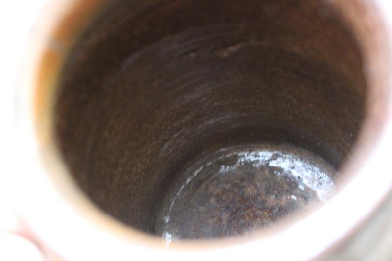 antique stoneware crock jar, vintage French pottery fruit preserves or confit pot