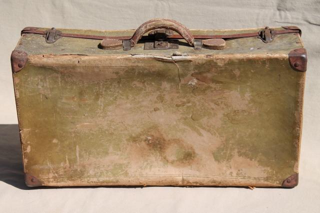 antique suitcase, early 1900s vintage paper cardboard travel box case