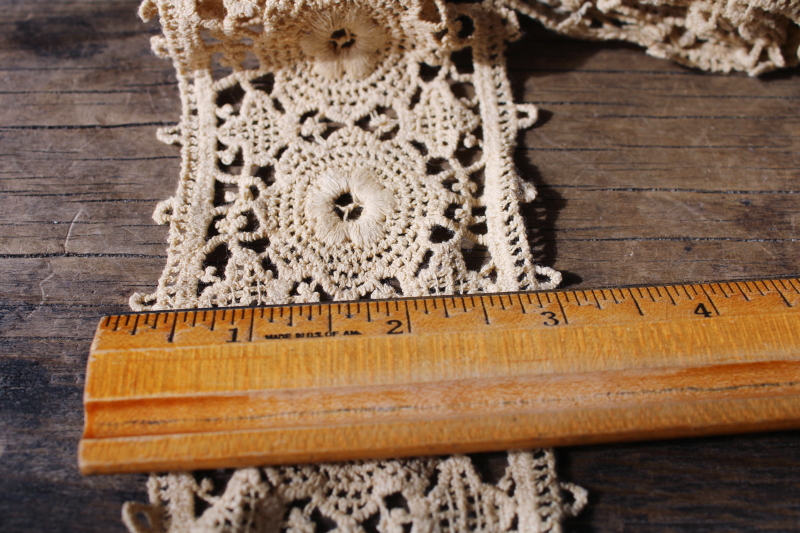 antique turn of the century vintage chemical lace, Victorian era cotton lace trim or insertion