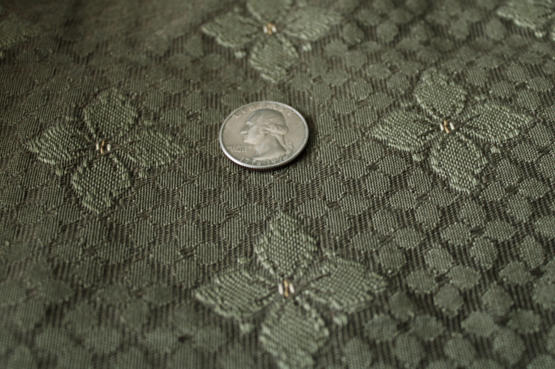 antique upholstery fabric, dark olive green flowers woven jacquard