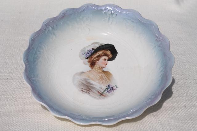 antique vintage 1904 china plate w/ Gibson girl style portrait of a lady Philip Boileau