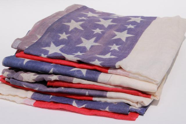 antique vintage American flag patriotic stars & stripes print cotton fabric for bunting 