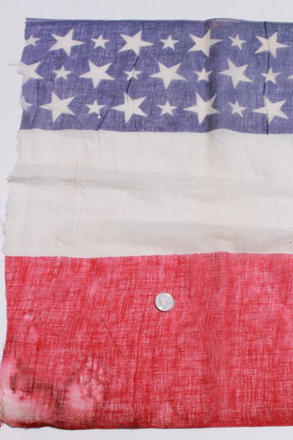 antique vintage American flag patriotic stars & stripes print cotton fabric for bunting 