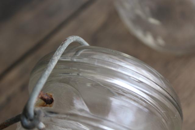 antique vintage Ball Ideal jars glass quart canning jars w/ bail lids