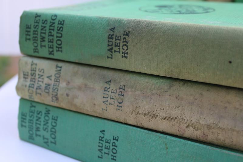 antique vintage Bobbsey Twins books green covers hard to find old titles