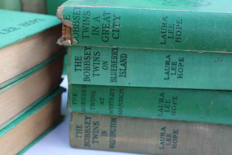 antique vintage Bobbsey Twins books green covers hard to find old titles