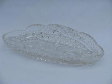 antique vintage EAPG pressed pattern glass celery tray plate