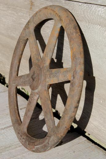 antique vintage Eddy fire hydrant valve handle, large industrial cast