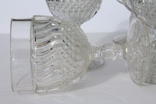 antique vintage Jersey Swirl pattern glass wine glasses, set of 12 goblets