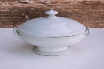 antique vintage Powell & Bishop white ironstone china, serving bowl or tureen w/ lid