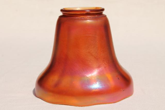 antique vintage aurene gold iridescent glass bell shape lamp shade w/ beautiful color