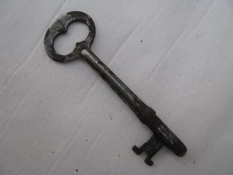 antique vintage brass door knob set complete w/deadbolt lock & key, arts & crafts bungalow