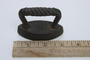 antique vintage cast iron sad iron child size toy, miniature sadiron for doll clothes