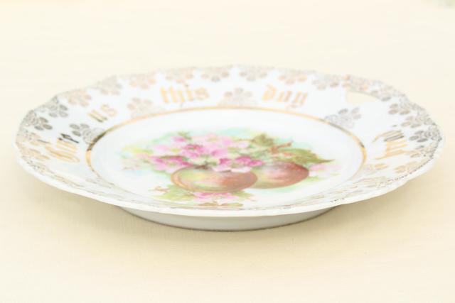 antique vintage china plate Give Us This Day Our Daily Bread grateful prayer