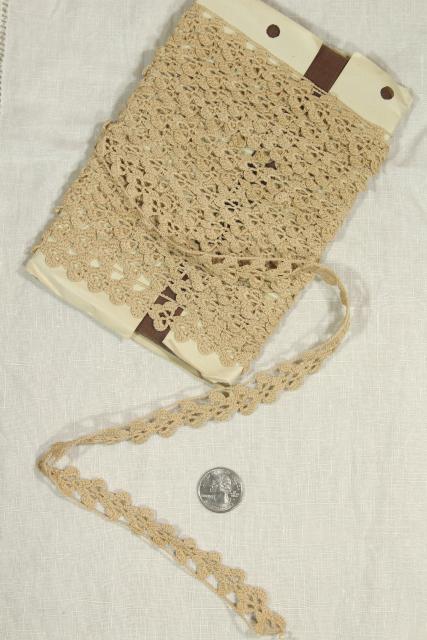 antique vintage crocheted lace, clover picot edging handmade crochet trim