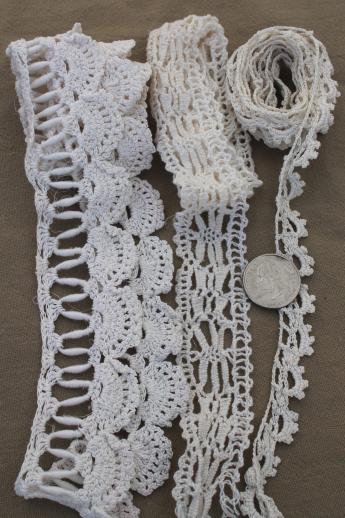 antique vintage dress trimmings, lace collars, crochet lace trims for lingerie, boudoir linens