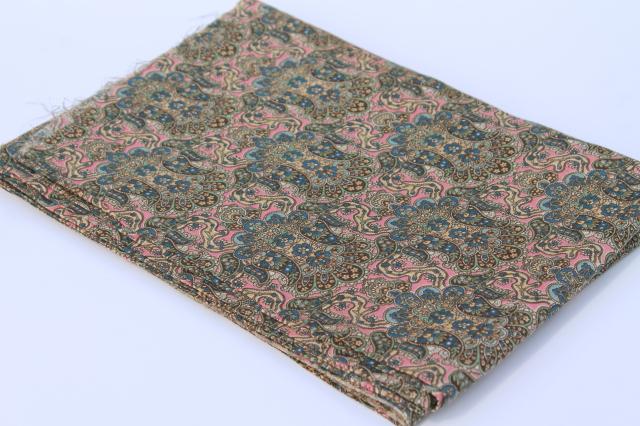 antique vintage fabric, pink paisley print lightweight cotton lawn or voile