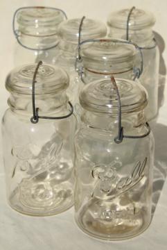 antique vintage glass canning jars w/ bail lids, Ball Ideal jars