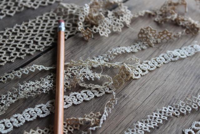 antique & vintage handmade tatted lace trim edgings & insertion for heirloom sewing projects