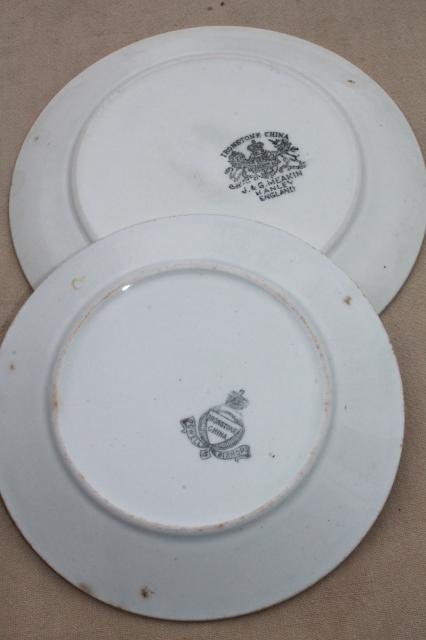 antique & vintage ironstone china plates, mixed lot English potteries circa 1900