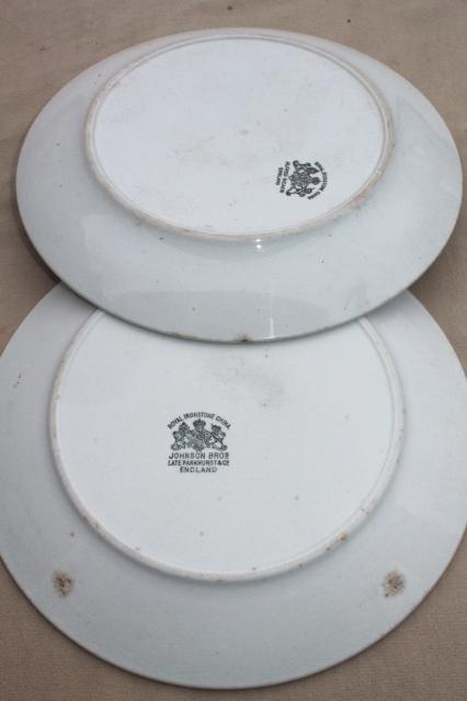 antique & vintage ironstone china plates, mixed lot English potteries circa 1900