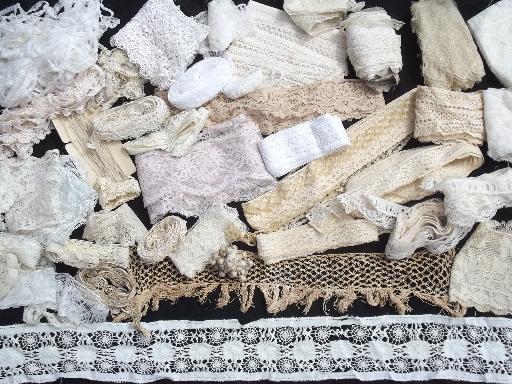 antique vintage lace edgings and crochet sewing trim, old french lace etc.