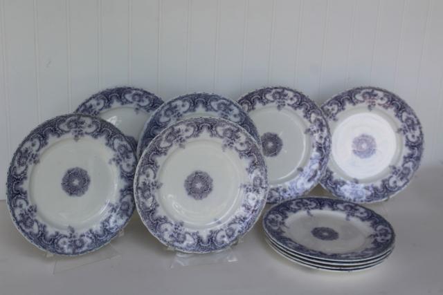 antique vintage lavender purple transferware china plates, Savannah Johnson Bros England