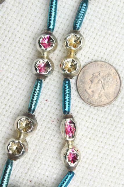 antique vintage mercury glass Christmas tree garlands, bead swags & tiny window balls