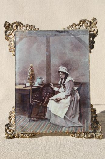 antique vintage ornate framed tinted photo portrait girl spinning art print