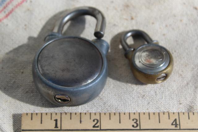 antique vintage padlocks lot, Walsco 9-9 and 7-11 locks without keys