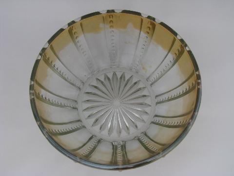 antique vintage pressed glass carnival luster glass pitcher, bowl