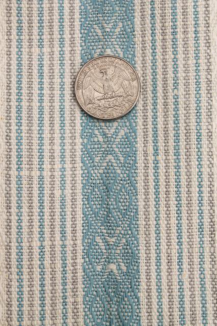 antique vintage pure linen fabric, pastel ticking woven stripe towel or linens fabric