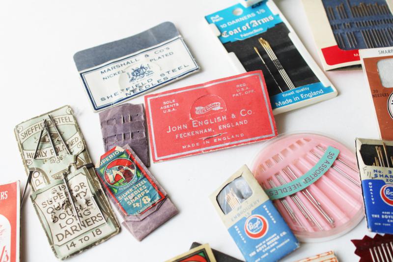 antique & vintage sewing needles, old advertising notions counter packages & needle books