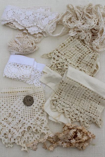 antique vintage sewing trims, crochet lace, tatting, knitted lace edgings