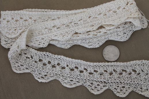 antique vintage sewing trims, fine cotton lace edgings, knitted lace & crochet