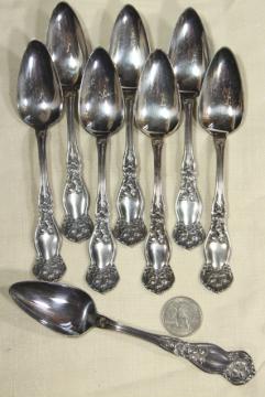 antique vintage silver fruit spoons, Wm Rogers & Son orange blossom pattern teaspoons