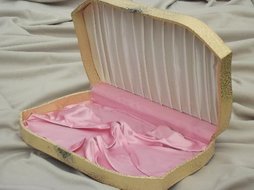 antique vintage vanity case, satin lined box for a dresser set 