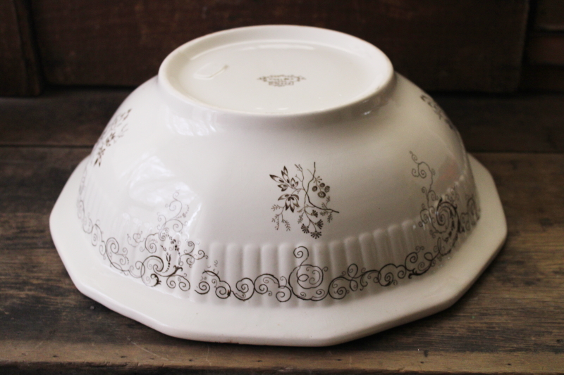 antique wash basin bowl, 1800s vintage aesthetic brown transferware ironstone china