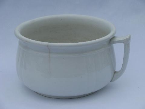 antique white china chamber pot, vintage Meakin Royal Ironstone - England