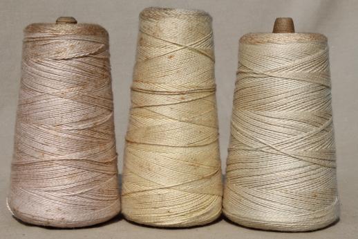 antique white & cream colors primitive grubby old spools of vintage cotton cord thread