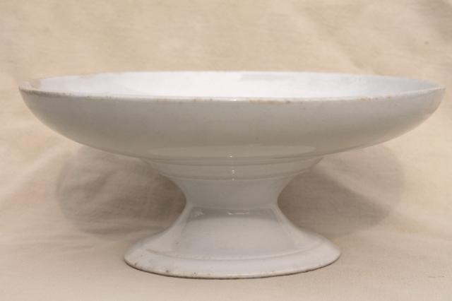 antique white ironstone china John Edwards England pedestal dish, compote bowl centerpiece 