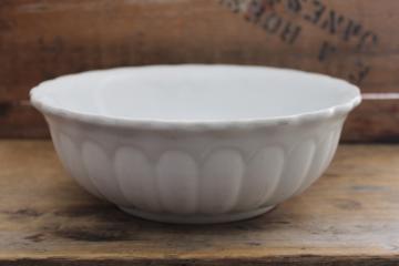 antique white ironstone china fluted bowl w/ Royal Arms mark, rustic farmhouse decor