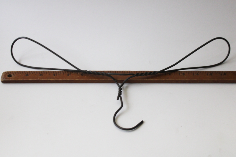 antique wire clothes coat hanger, vintage decor for laundry or guest room